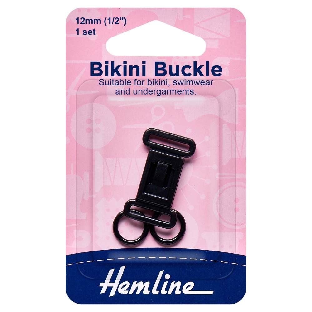 REDUCED TO CLEAR - Bikini Buckle - 12mm - Black - Hemline (H460.B) *2 available