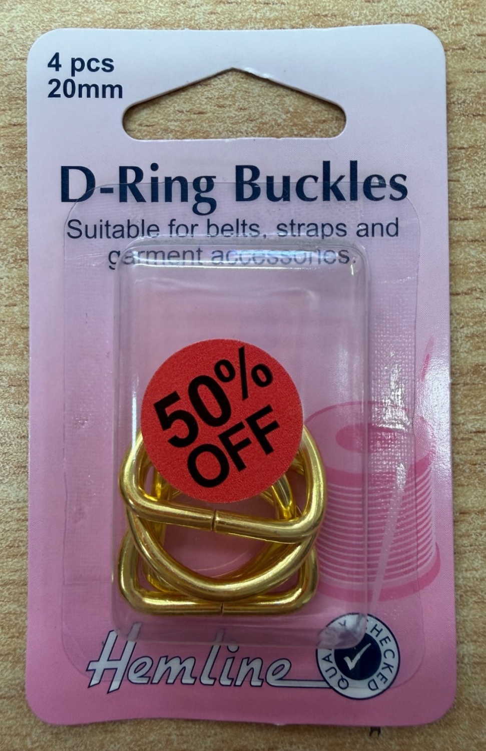 REDUCED TO CLEAR - D-Ring Buckles - Gold - 20mm - Hemline (H462.20) *3 avai
