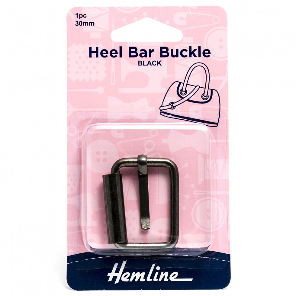 REDUCED TO CLEAR - Heel Bar Buckle - Nickel Black - 30mm - Hemline (H4501.30.NB) *1 available
