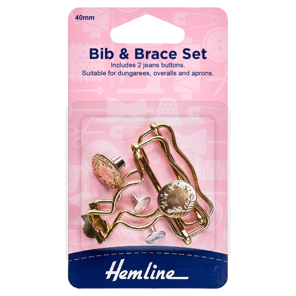 REDUCED TO CLEAR - Bib & Brace Set - Gold - 40mm - Hemline (H468.GLD) *3 available