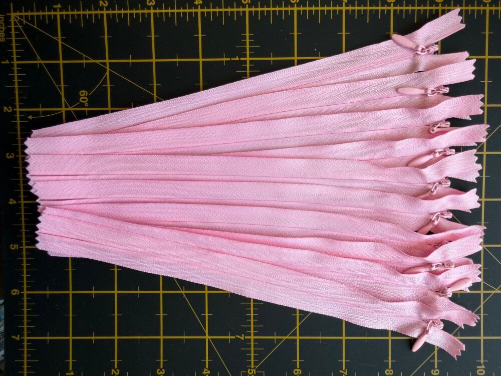 Reduced to Clear - Invisible Concealed Zips - Bundle of 10 - Candy Pink - 8in / 20cm