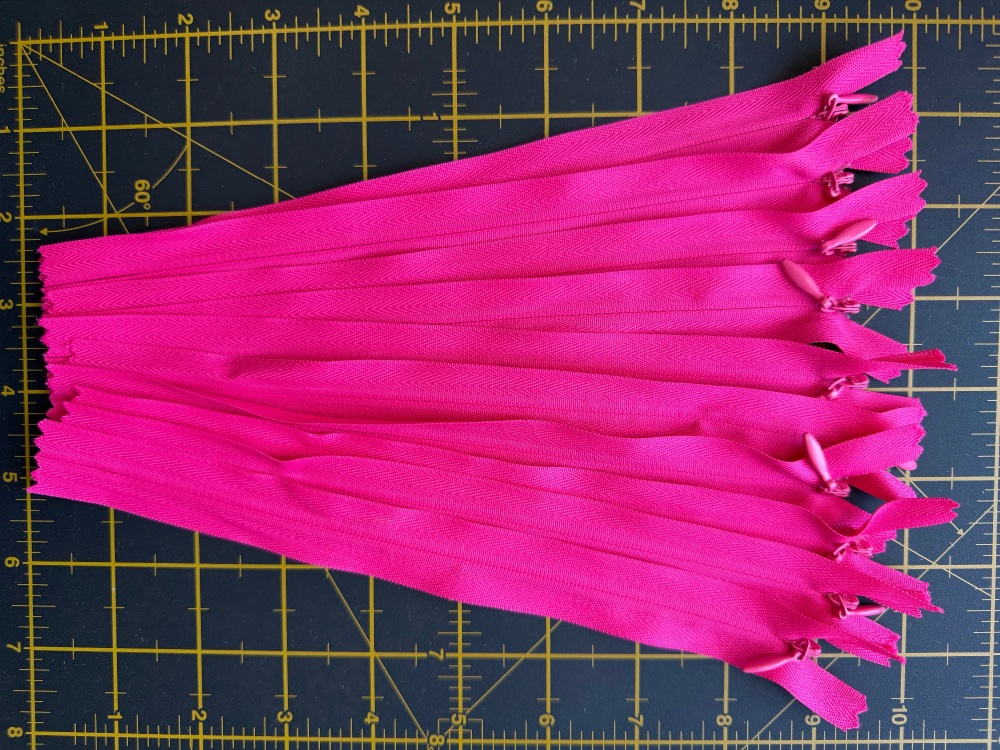 Reduced to Clear - Invisible Concealed Zips - Bundle of 10 - Cerise Pink - 8in / 20cm