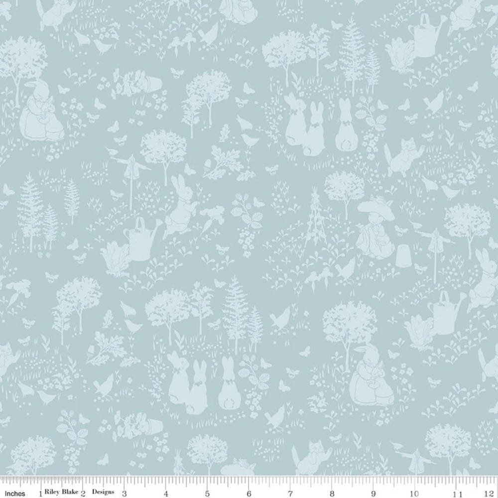 Last Fat Quarter - Peter Rabbit&trade; & Benjamin Bunny&trade; - Tonal Garden - Blue - CD17251.BLUE (3 available)