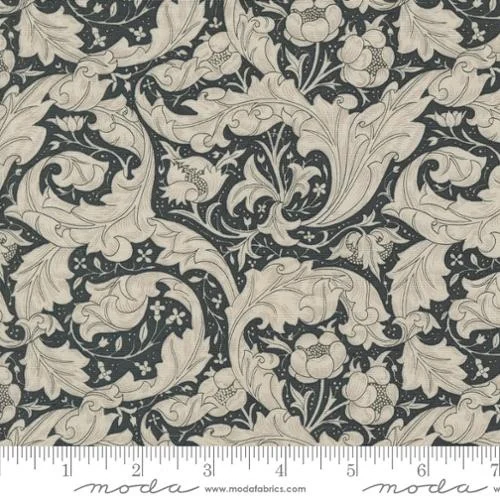 Last Fat Quarter - Ebony Suite - Best Of Morris by Barbara Brackman - Bachelors Button - No. 8386 17 (Ebony Porcelain) - Moda Fabrics (2 available)