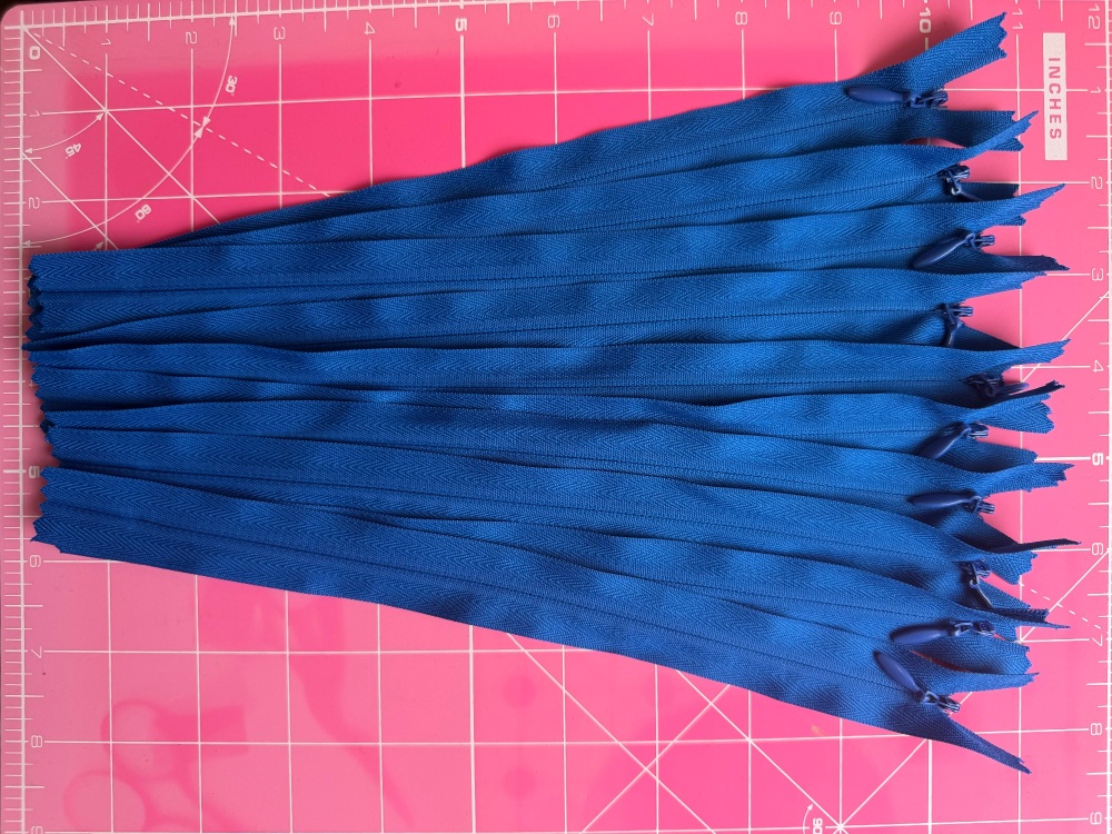 Reduced to Clear - Invisible Concealed Zips - Bundle of 10 - Bright Blue - 9in / 23cm