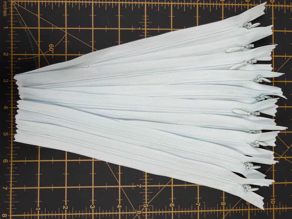 Reduced to Clear - Invisible Concealed Zips - Bundle of 10 - Pale Blue - 8in / 20cm