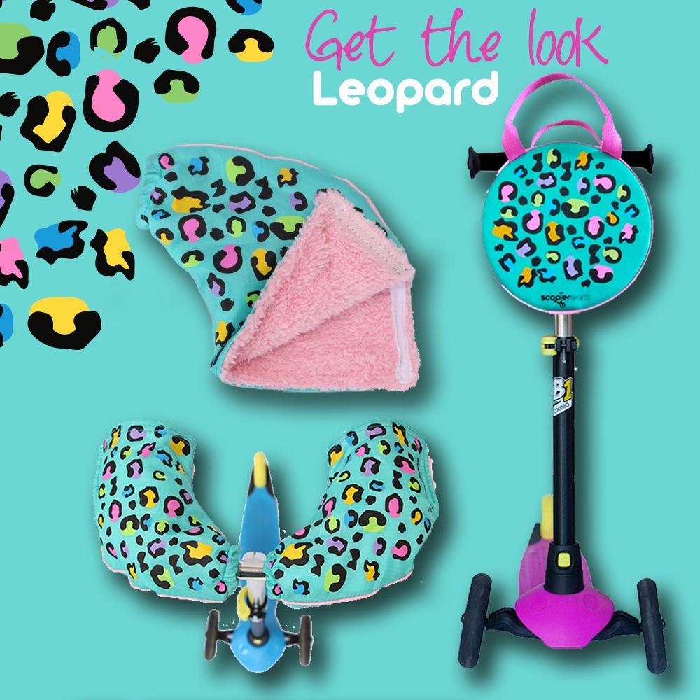 <!-- 007 --> Leopard Scooterearz and Bagz Scooter Accessory Set