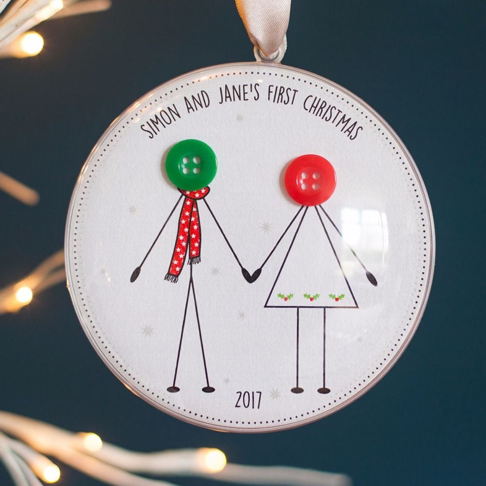 personalised new couple first christmas bauble