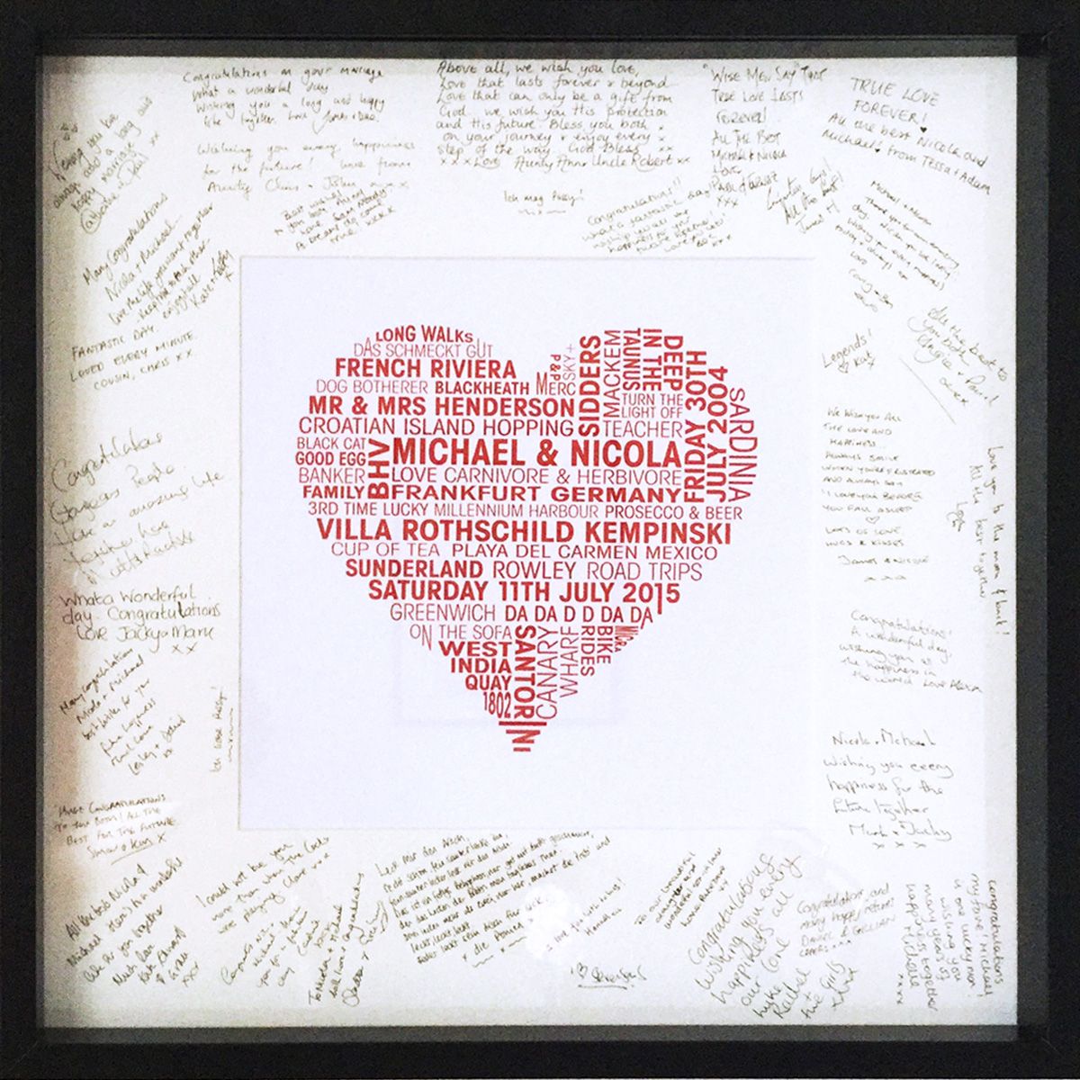 personalised love heart print for wedding day signing