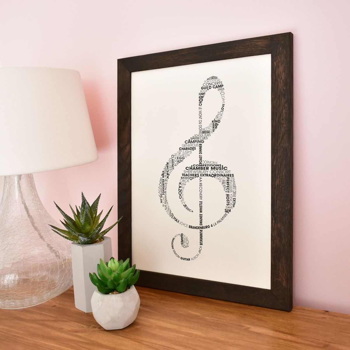 treble clef personalised typography print