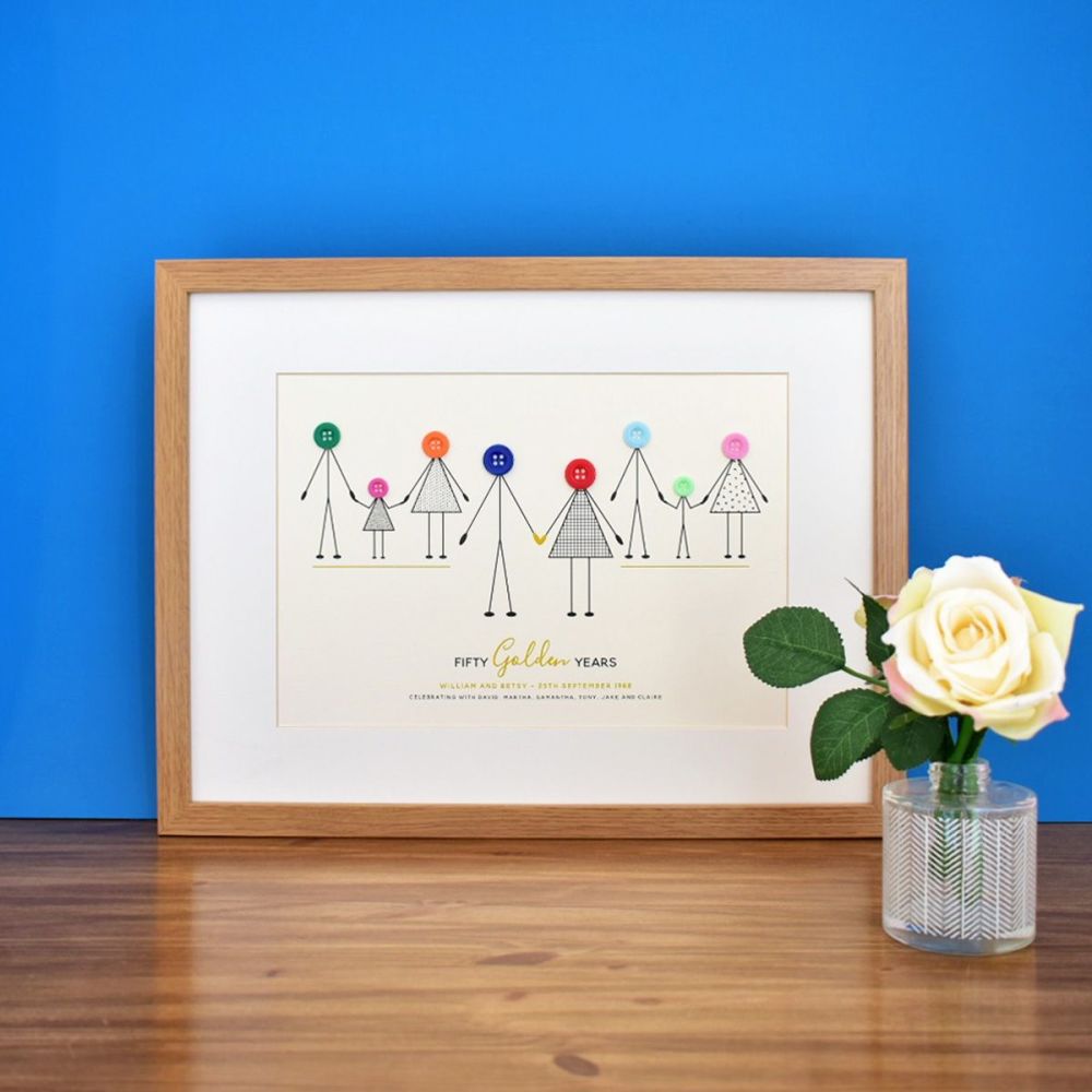 personalised golden wedding anniversary print