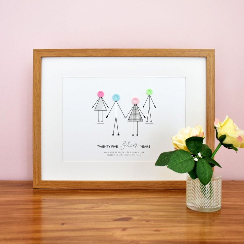 personalised silver wedding anniversary print