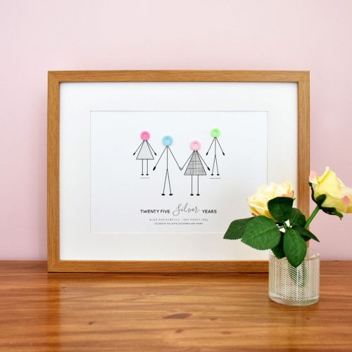 personalised silver wedding anniversary print