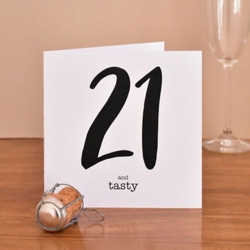 21 and tasty black type birthday card