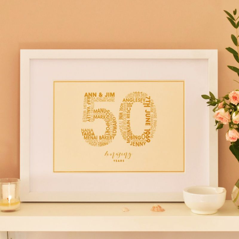personalised golden anniversary print (unframed)