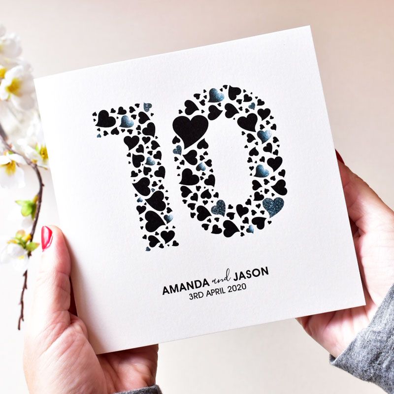 personalised 10th wedding anniversary card