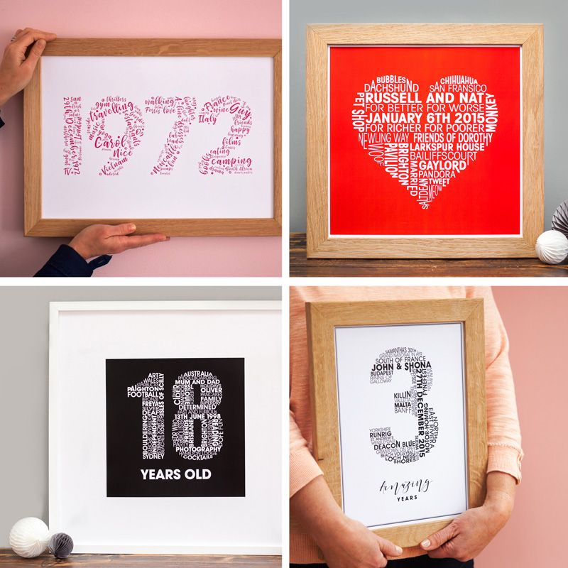 examples of personalised typography prints