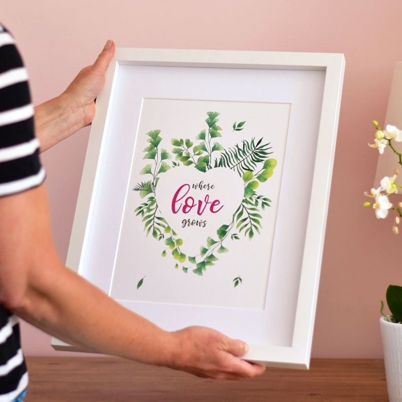 love heart made from watercolour leaves print