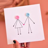 button people holding hands card