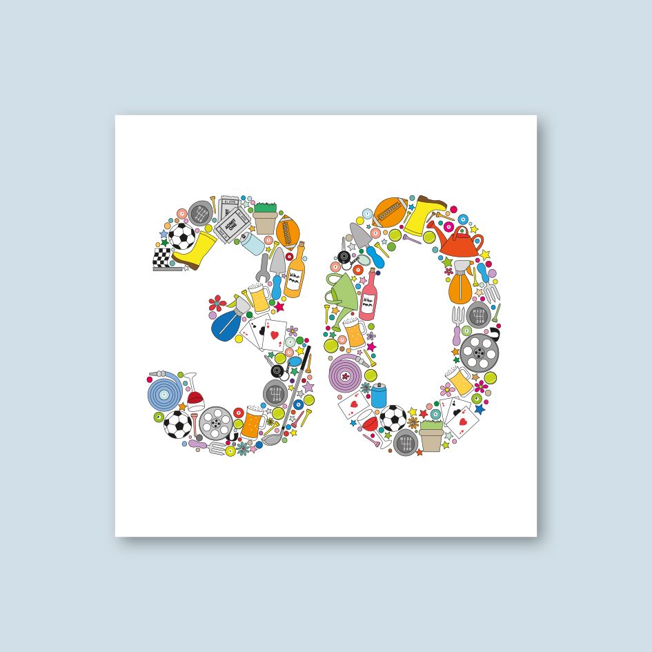 MALE 30TH BIRTHDAY CARD - trade price £1.25 each, available in pack of 6 only