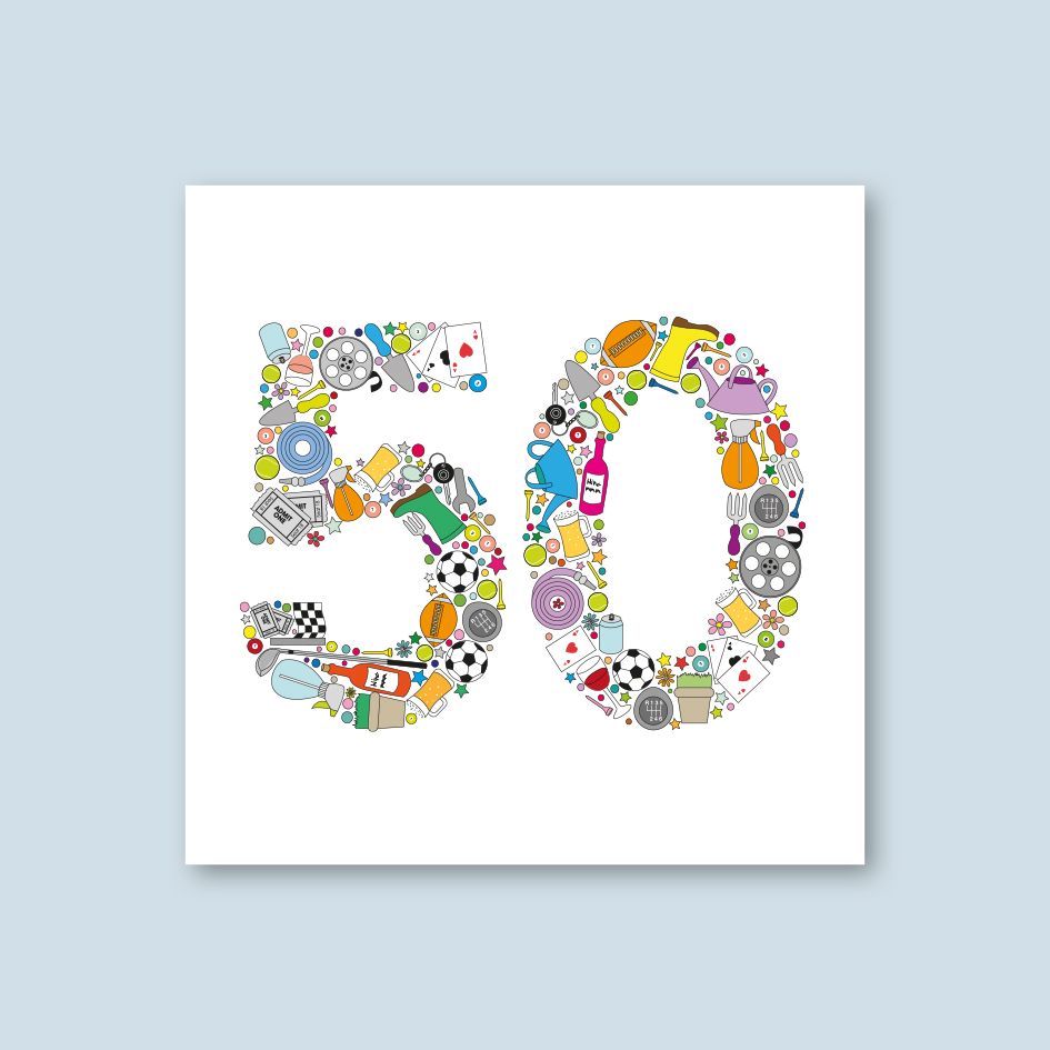 MALE 50TH BIRTHDAY CARD - trade price £1.25 each, available in pack of 6 only