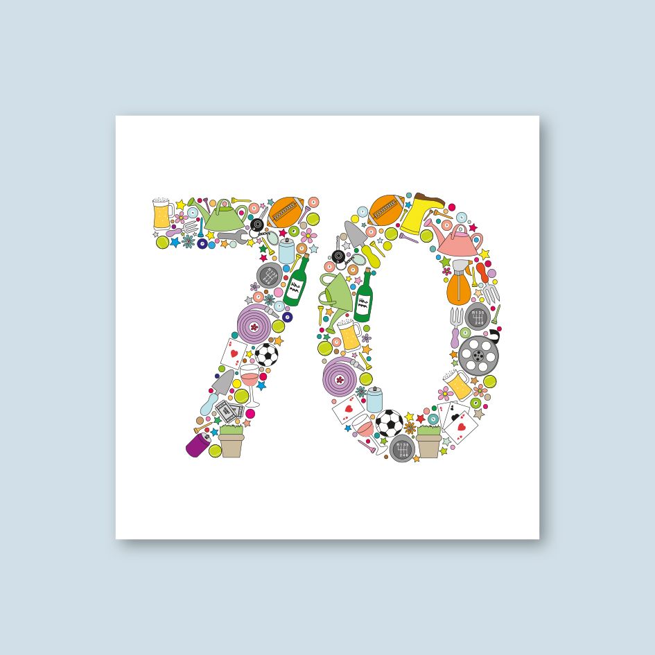 MALE 70TH BIRTHDAY CARD - trade price £1.25 each, available in pack of 6 only
