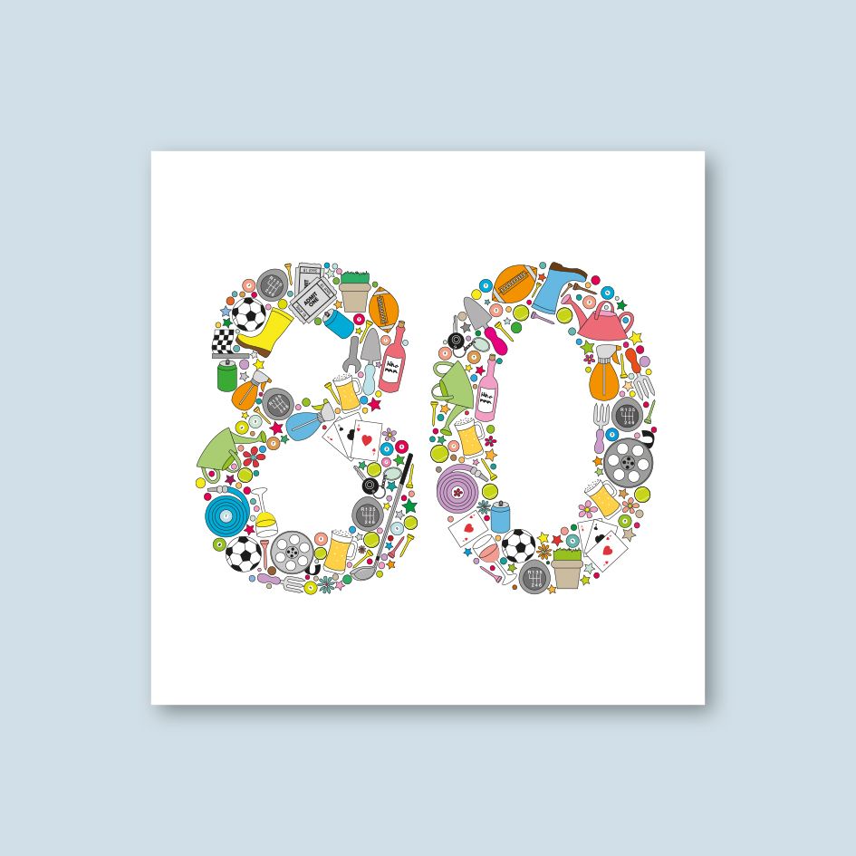 MALE 80TH BIRTHDAY CARD - trade price £1.25 each, available in pack of 6 only