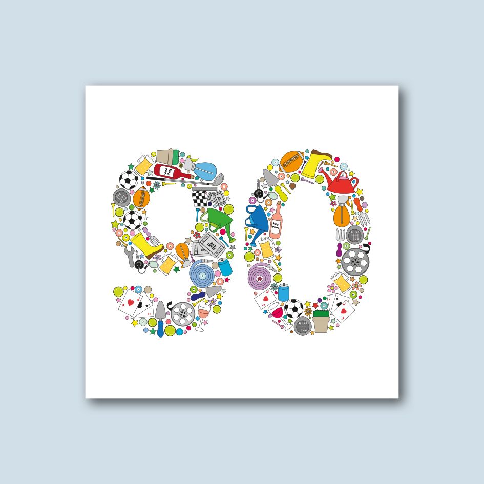 MALE 90TH BIRTHDAY CARD - trade price £1.25 each, available in pack of 6 only