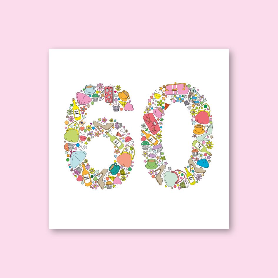 FEMALE 60TH BIRTHDAY CARD - trade price £1.25 each, available in pack of 6 only