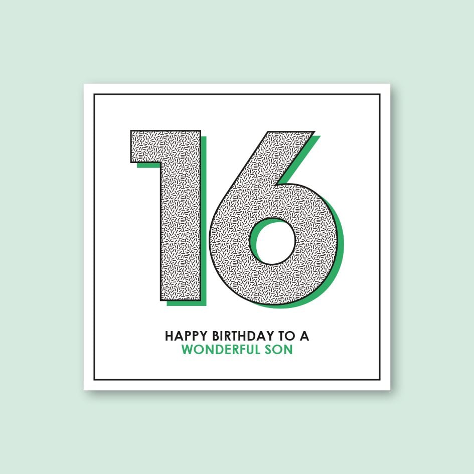 SON 16TH BIRTHDAY CARD - trade price £1.25 each, available in pack of 6 onl