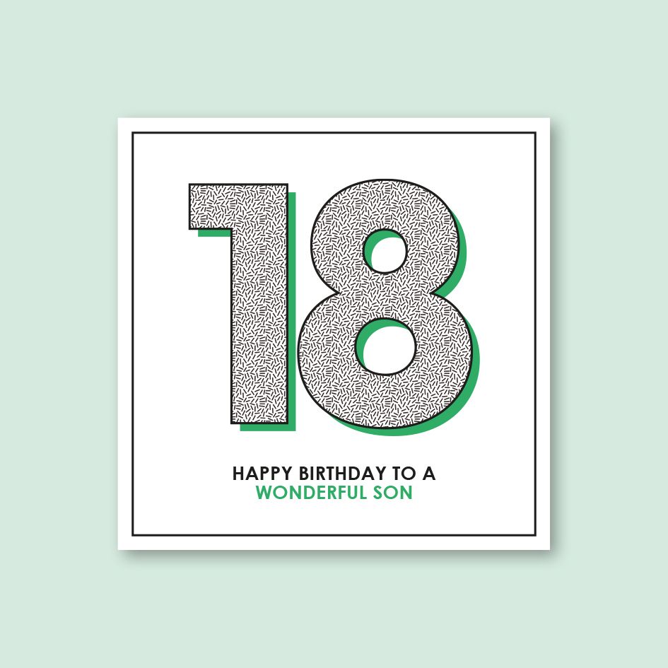 SON 18TH BIRTHDAY CARD - trade price £1.25 each, available in pack of 6 onl