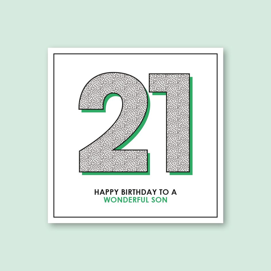 SON 21ST BIRTHDAY CARD - trade price £1.25 each, available in pack of 6 onl