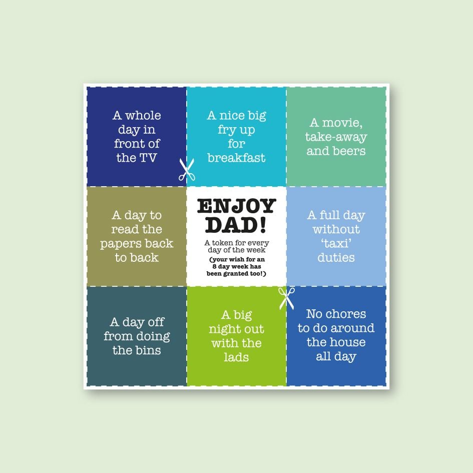 TOKENS FOR DAD CARD -  trade price £1.25 each, available in pack of 6 only
