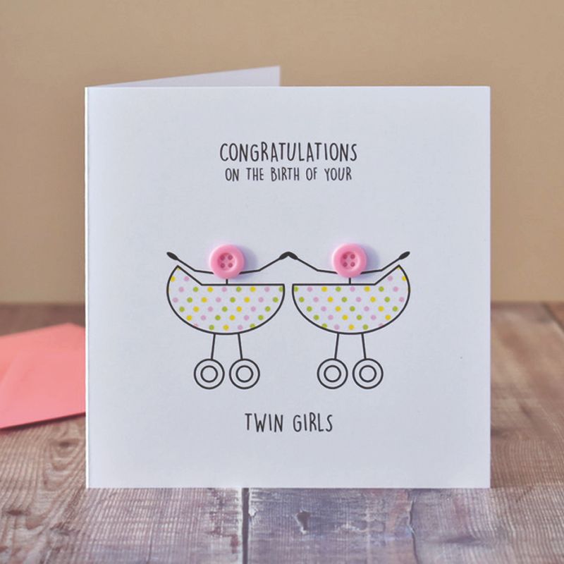 newborn twin girls congratulations card