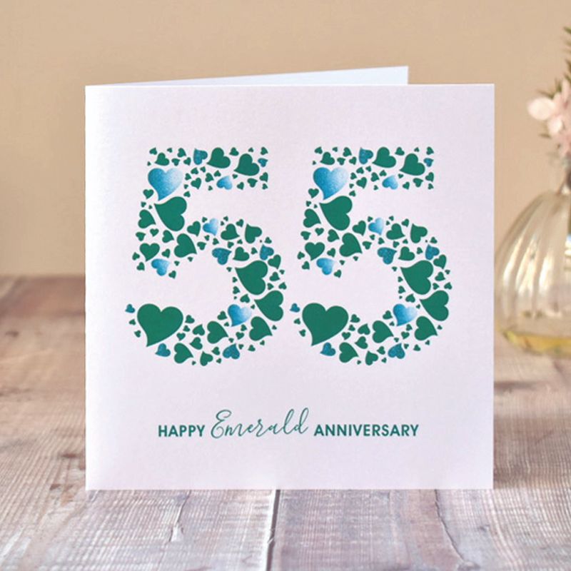 love hearts emerald anniversary card