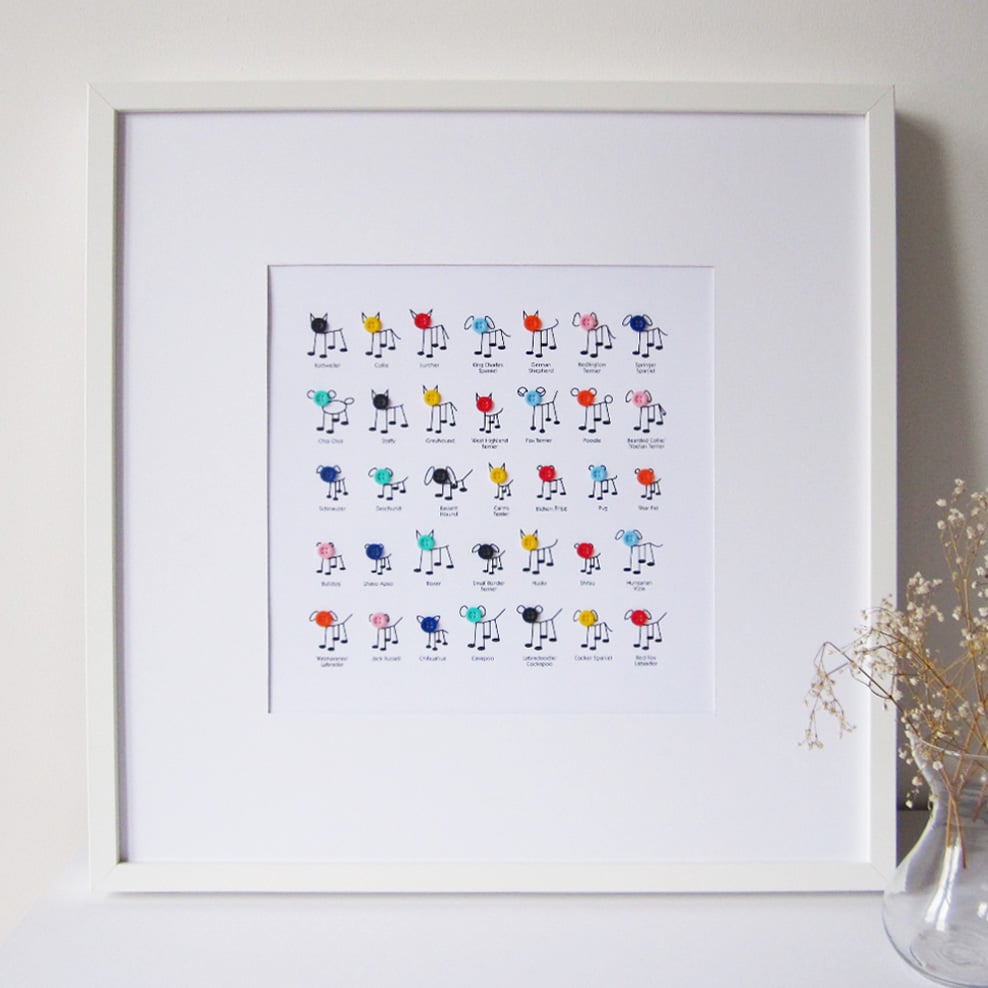 lots of button dogs print (unframed)