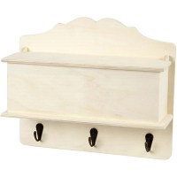 Coat Rack, 30 x 10 cm, Height 26 cm. plywood. Coat Rack with 3 pcs. metal hooks and box with flip lid