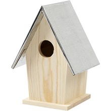 Bird box with zinc roof. Made from pine