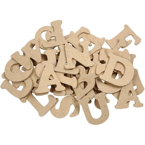 Wooden Letters. Height 4cm. Thickness 2.5mm. Pack with 26 asstd. each of 3