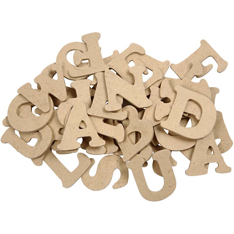 Wooden Letters. Height 4cm. Thickness 2.5mm. Pack with 26 asstd. each of 3 