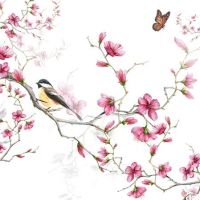 Bird & Blossom White - 25 x 25 cm