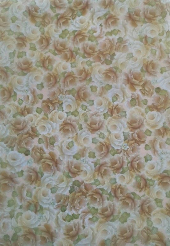 Vellum. Delicate cream & white roses with soft green leaves . 