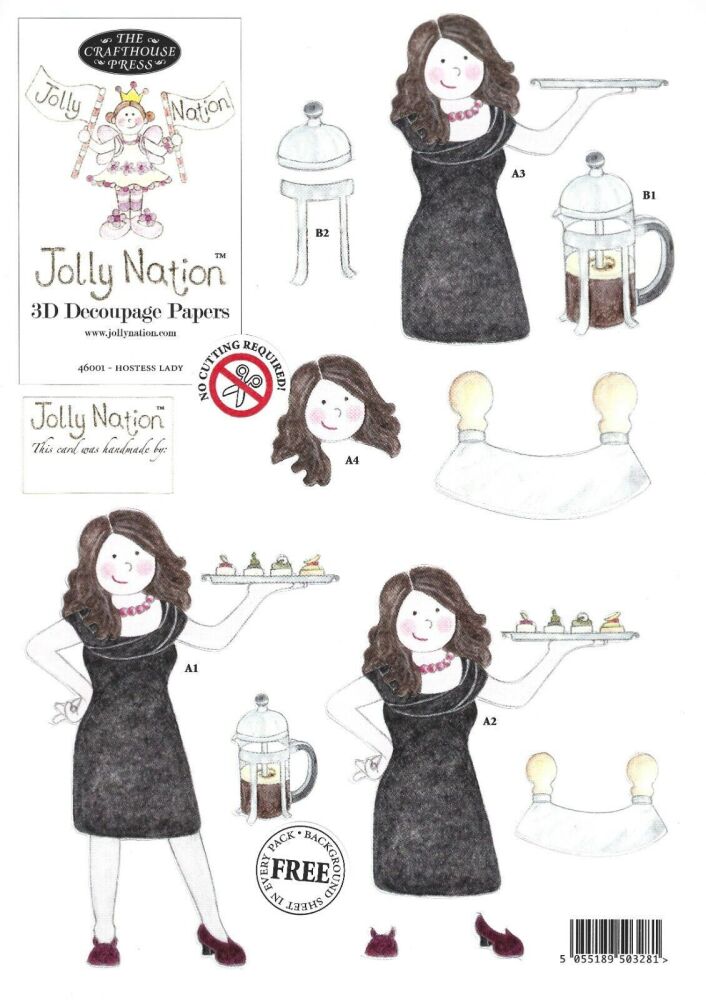 Jolly Nation  - Hostess Lady - DC46001 - with free matching paper