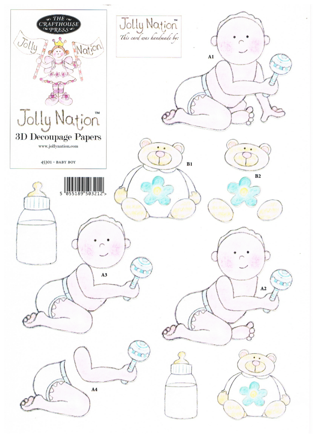 Jolly Nation - Baby Boy 45301 decoupage with FREE backing paper