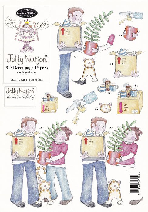 Jolly Nation - Moving House Couple - 46401 with FREE matching paper background.