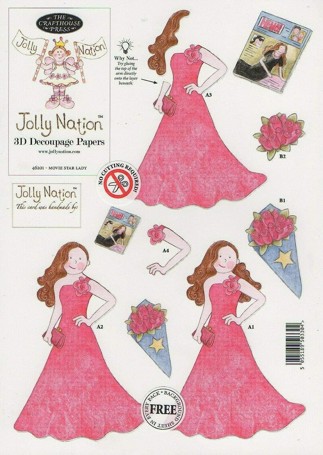 Jolly Nation - Movie Star Lady 46201 with FREE matching background paper