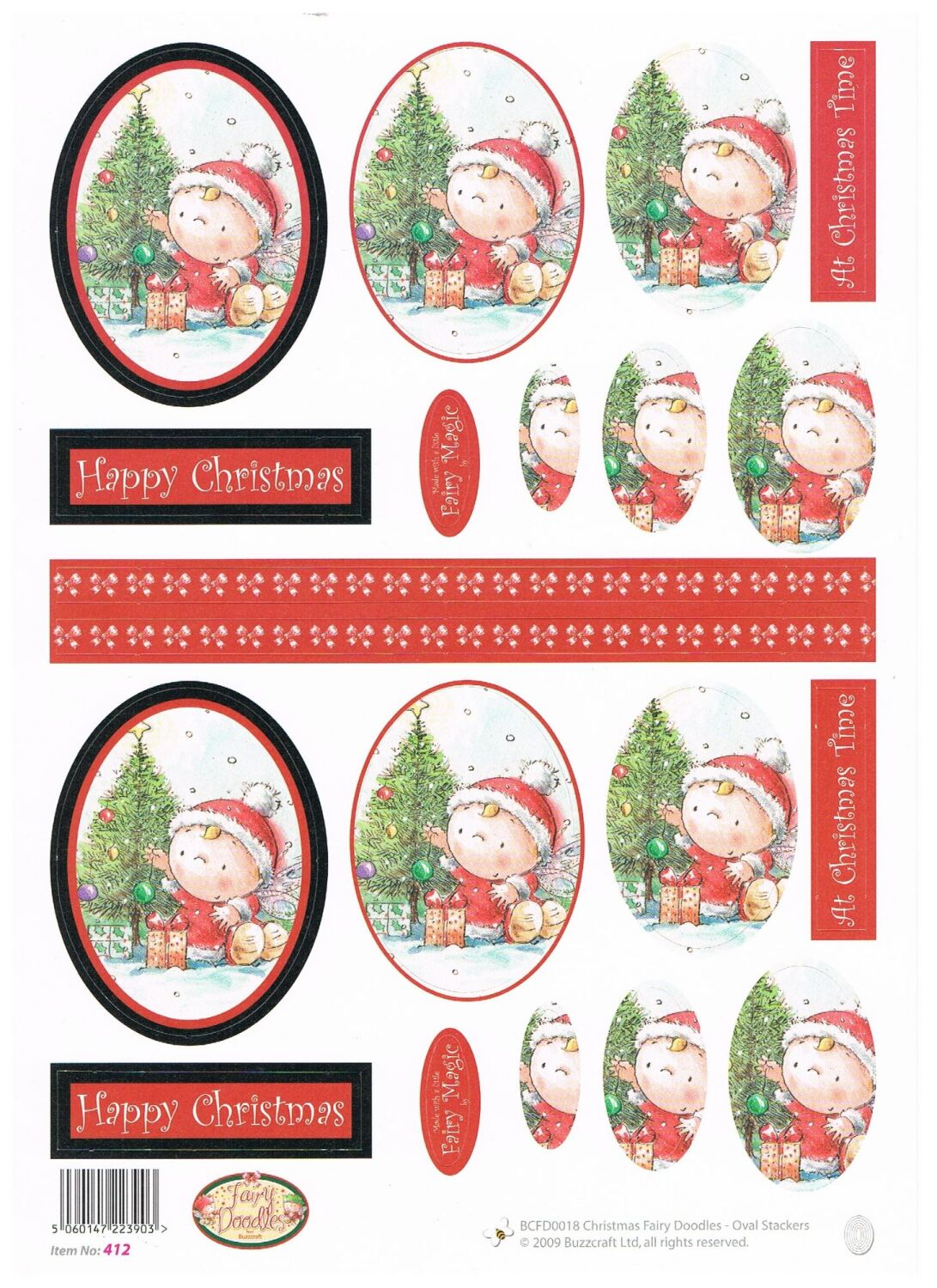Round Christmas Pyramid decoupage toppers with sentiments and card ribbons