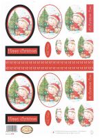 Christmas Oval Pyramid decoupage toppers with sentiments and card ribbons No 412