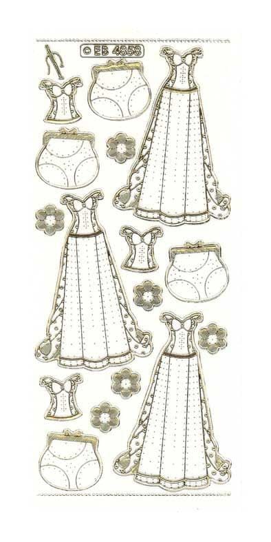 Dress. Transparent stitching stickers with a gold or silver outline EB4858