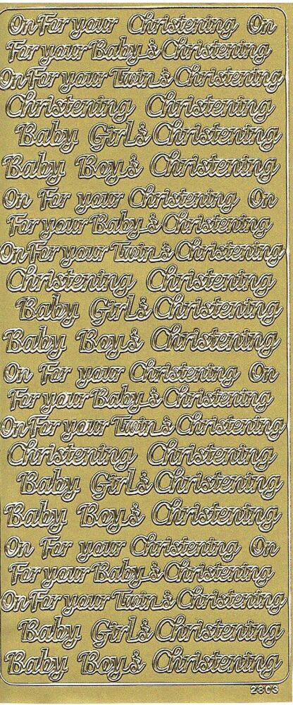 On Your Christening peel-off in gold 2803